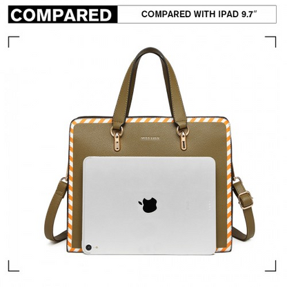 Miss Lulu Stripe Design Shoulder Bag in Green - Stylish & Versatile Handbag