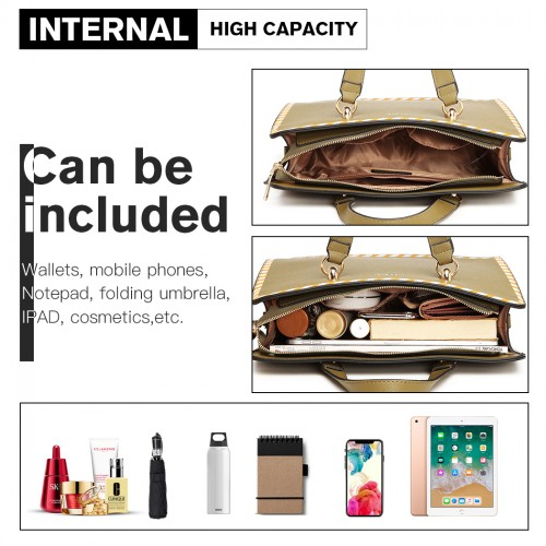 Miss Lulu Stripe Design Shoulder Bag in Green - Stylish & Versatile Handbag