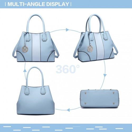 Miss Lulu Structured Panelled Shoulder Bag - Blue | Elegant & Versatile Handbag