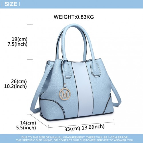 Miss Lulu Structured Panelled Shoulder Bag - Blue | Elegant & Versatile Handbag
