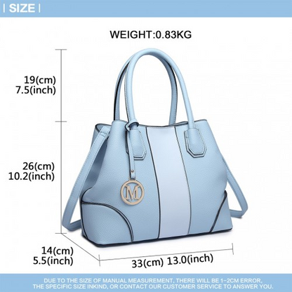 Miss Lulu Structured Panelled Shoulder Bag - Blue | Elegant & Versatile Handbag