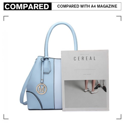 Miss Lulu Structured Panelled Shoulder Bag - Blue | Elegant & Versatile Handbag