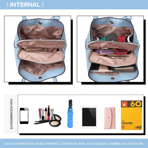 Miss Lulu Structured Panelled Shoulder Bag - Blue | Elegant & Versatile Handbag