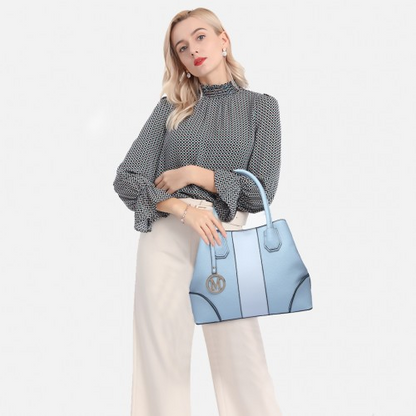 Miss Lulu Structured Panelled Shoulder Bag - Blue | Elegant & Versatile Handbag
