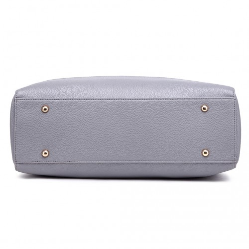 Miss Lulu Textured PU Leather Medium Size Classic Tote Bag Shoulder Bag - Grey