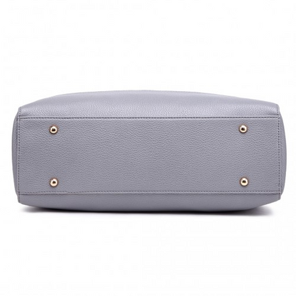 Miss Lulu Textured PU Leather Medium Size Classic Tote Bag Shoulder Bag - Grey