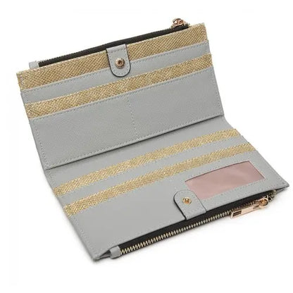 LP6882-MISS LULU Pebbled Leather Look Long Purse Grey | Stylish and Organized Accessories