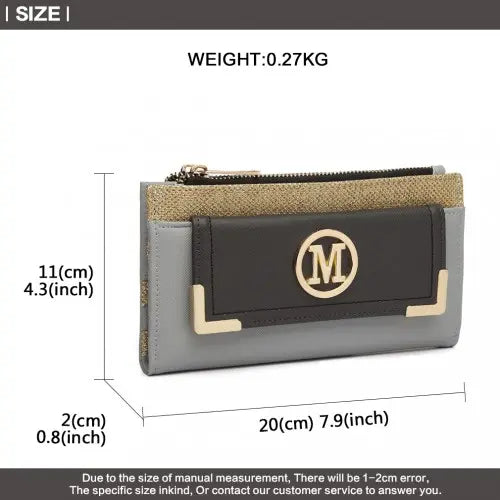 LP6882-MISS LULU Pebbled Leather Look Long Purse Grey | Stylish and Organized Accessories