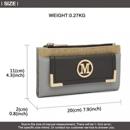 LP6882-MISS LULU Pebbled Leather Look Long Purse Grey | Stylish and Organized Accessories