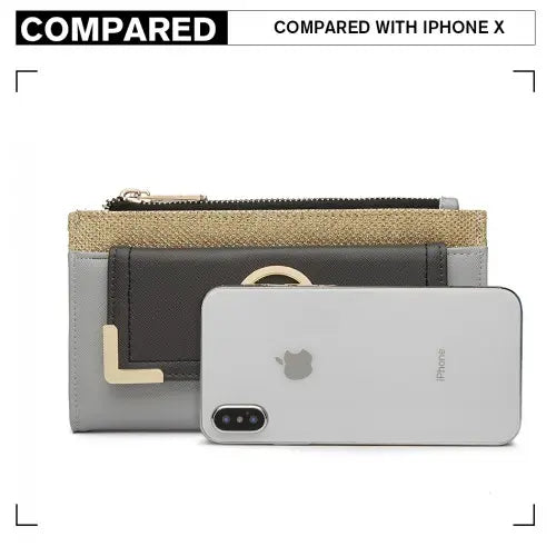 LP6882-MISS LULU Pebbled Leather Look Long Purse Grey | Stylish and Organized Accessories