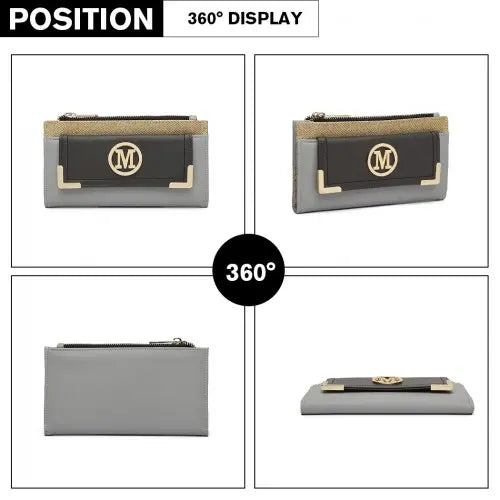 LP6882-MISS LULU Pebbled Leather Look Long Purse Grey | Stylish and Organized Accessories