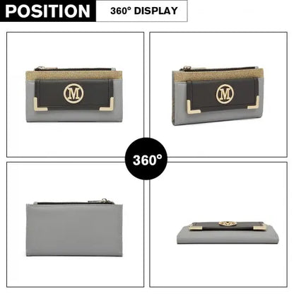 LP6882-MISS LULU Pebbled Leather Look Long Purse Grey | Stylish and Organized Accessories