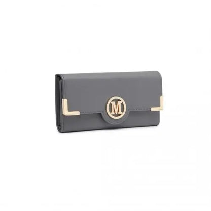 Miss Lulu Leather Look Classic Long Purse - Dark Grey | Stylish & Practical Wallet for Women