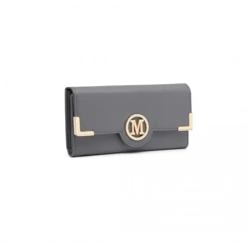 Miss Lulu Leather Look Classic Long Purse - Dark Grey | Stylish & Practical Wallet for Women