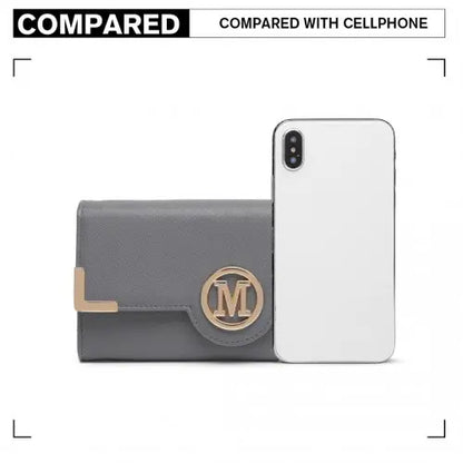 Miss Lulu Leather Look Classic Long Purse - Dark Grey | Stylish & Practical Wallet for Women