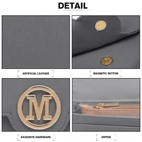 Miss Lulu Leather Look Classic Long Purse - Dark Grey | Stylish & Practical Wallet for Women