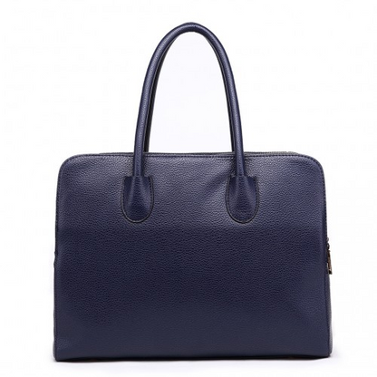 Miss Lulu Textured PU Leather Medium Size Classic Tote Bag Shoulder Bag - Navy
