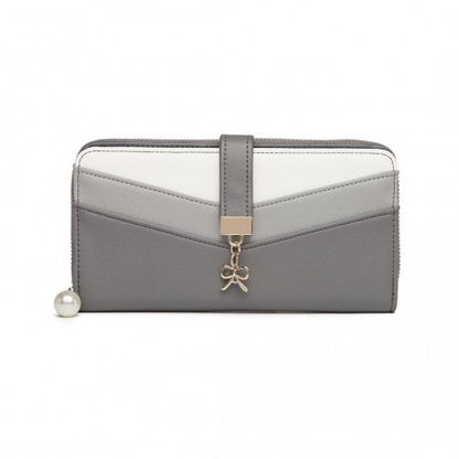 Miss Lulu Women's Leather Look Clutch Purse - Grey | Stylish & Elegant Wallet