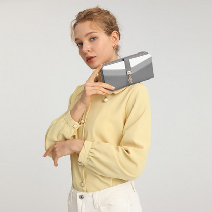 Miss Lulu Women's Leather Look Clutch Purse - Grey | Stylish & Elegant Wallet