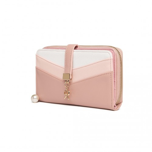 Miss Lulu Women's Leather Look Clutch Purse - Pink | Fashionable Mixed Colour Design