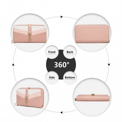 Miss Lulu Women's Leather Look Clutch Purse - Pink | Fashionable Mixed Colour Design