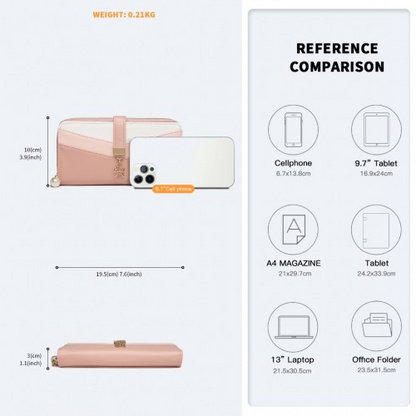 Miss Lulu Women's Leather Look Clutch Purse - Pink | Fashionable Mixed Colour Design