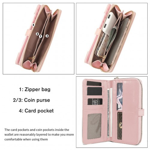 Miss Lulu Women's Leather Look Clutch Purse - Pink | Fashionable Mixed Colour Design