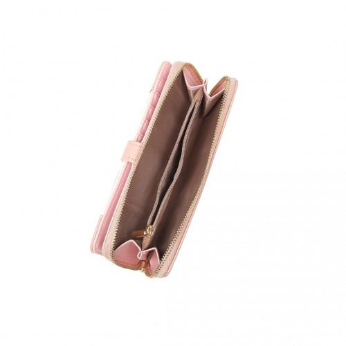 Miss Lulu Women's Leather Look Clutch Purse - Pink | Fashionable Mixed Colour Design