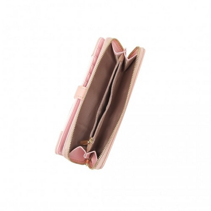 Miss Lulu Women's Leather Look Clutch Purse - Pink | Fashionable Mixed Colour Design