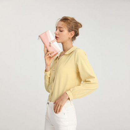 Miss Lulu Women's Leather Look Clutch Purse - Pink | Fashionable Mixed Colour Design