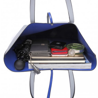 Miss Lulu Women Reversible Contrast Shopper Tote Bag Grey - Versatile & Stylish