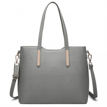 Miss Lulu Three Piece Tote Shoulder Bag and Clutch - Dark Grey