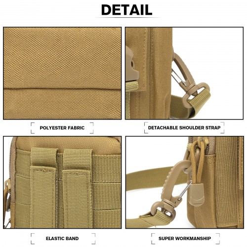 Kono Casual Small Canvas Cross Body Bag - Durable & Lightweight Khaki Bag