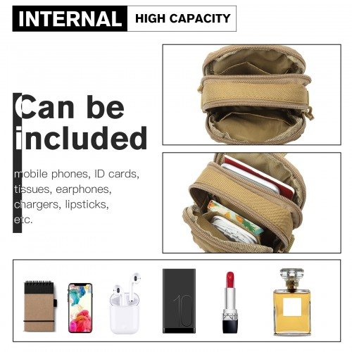 Kono Casual Small Canvas Cross Body Bag - Durable & Lightweight Khaki Bag