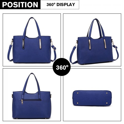 Miss Lulu Navy PU Leather Handbag & Purse - Stylish & Versatile