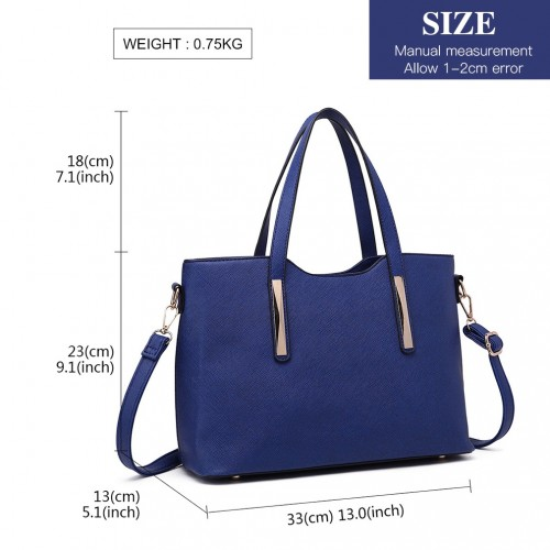 Miss Lulu Navy PU Leather Handbag & Purse - Stylish & Versatile