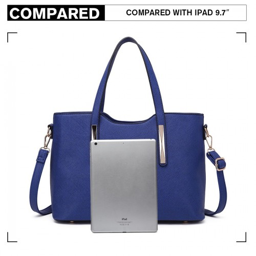 Miss Lulu Navy PU Leather Handbag & Purse - Stylish & Versatile