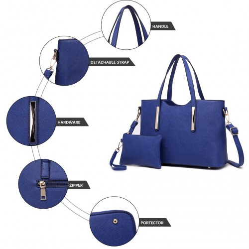 Miss Lulu Navy PU Leather Handbag & Purse - Stylish & Versatile
