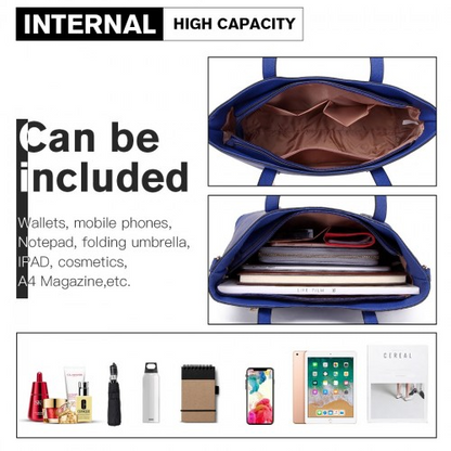 Miss Lulu Navy PU Leather Handbag & Purse - Stylish & Versatile