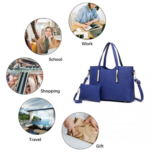 Miss Lulu Navy PU Leather Handbag & Purse - Stylish & Versatile