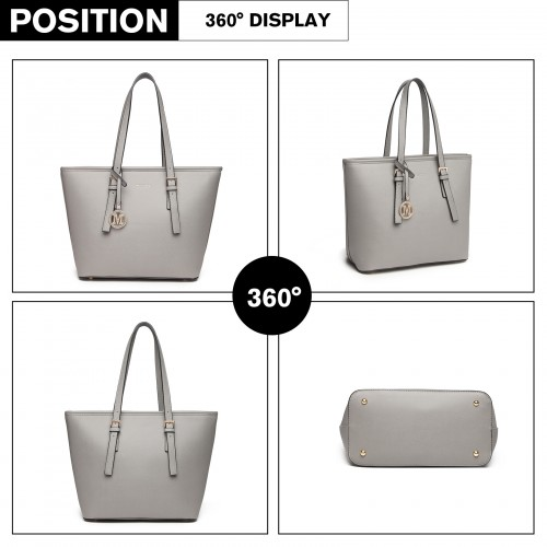 Miss Lulu Minimalist Tote Handbag Structured - Grey | Stylish and Functional Everyday Companion