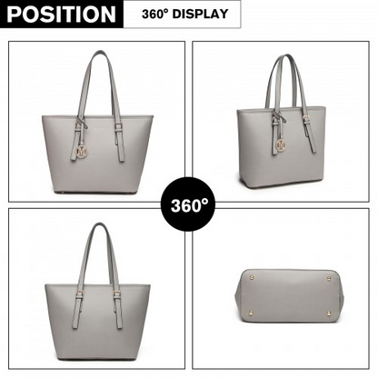 Miss Lulu Minimalist Tote Handbag Structured - Grey | Stylish and Functional Everyday Companion