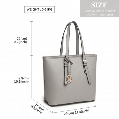 Miss Lulu Minimalist Tote Handbag Structured - Grey | Stylish and Functional Everyday Companion