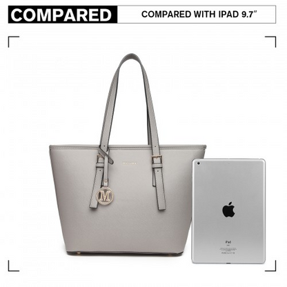 Miss Lulu Minimalist Tote Handbag Structured - Grey | Stylish and Functional Everyday Companion
