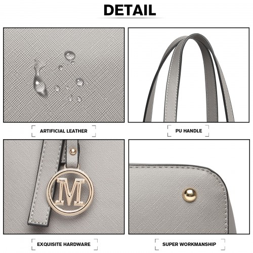 Miss Lulu Minimalist Tote Handbag Structured - Grey | Stylish and Functional Everyday Companion