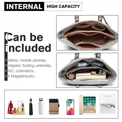 Miss Lulu Minimalist Tote Handbag Structured - Grey | Stylish and Functional Everyday Companion