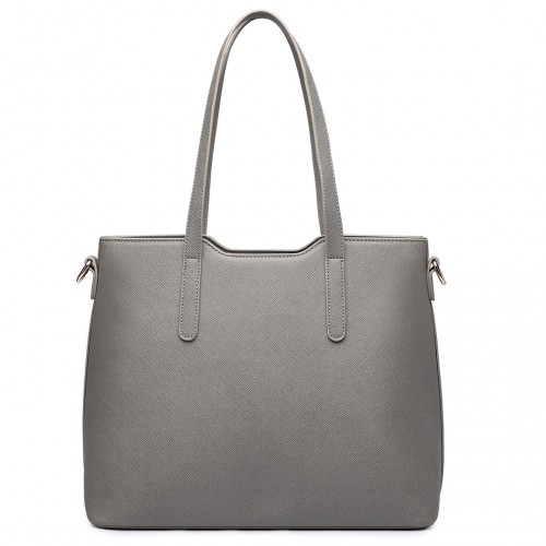 Miss Lulu Three Piece Tote Shoulder Bag and Clutch Set - Grey
