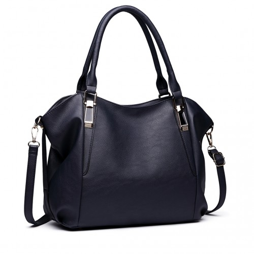 Miss Lulu Soft Leather Elegant Simple Shoulder Bag - Navy