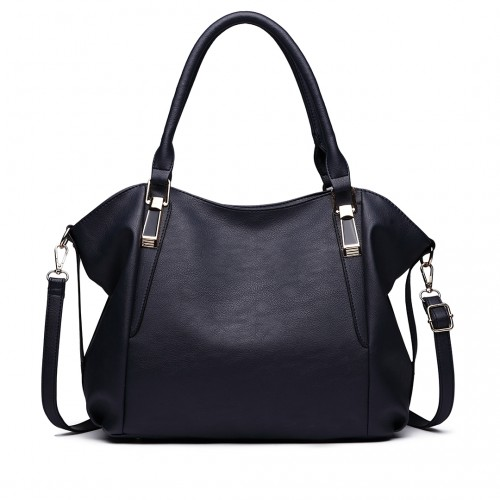 Miss Lulu Soft Leather Elegant Simple Shoulder Bag - Navy