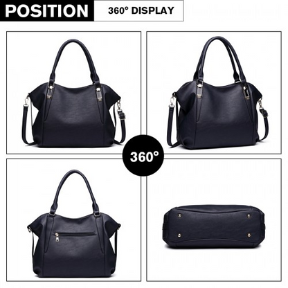 Miss Lulu Soft Leather Elegant Simple Shoulder Bag - Navy